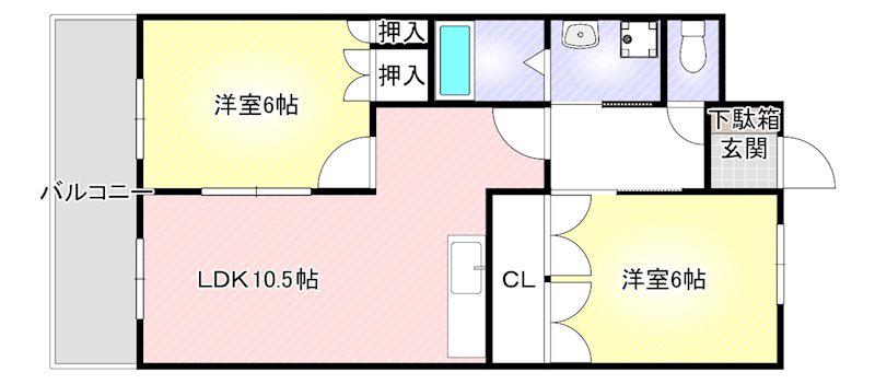 コンフォルテーヴォレII(2LDK/2階)の間取り写真
