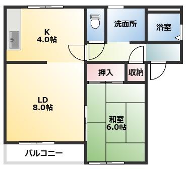 ステージ21 C棟(1LDK/2階)の間取り写真
