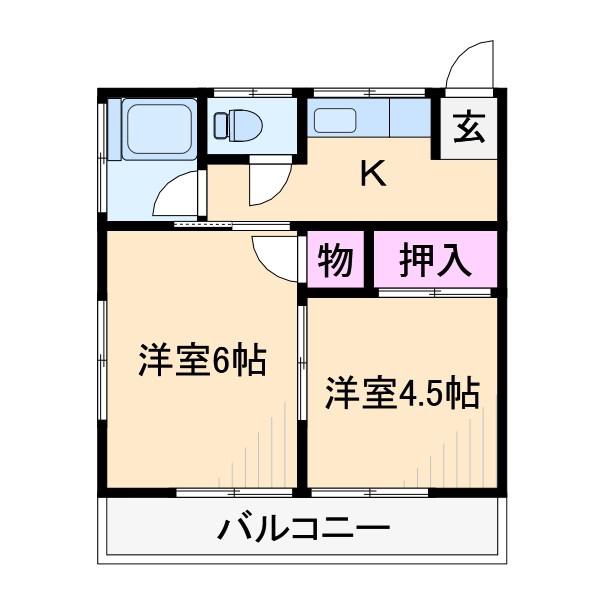 第三戸沢荘(2K/2階)の間取り写真