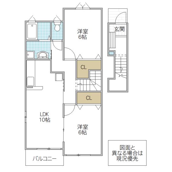 サンリットグリーンA(2LDK/2階)の間取り写真