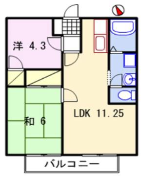サンライフ森の西A棟(2LDK/2階)の間取り写真