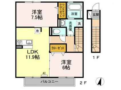 サクラハイツ(2LDK/2階)の間取り写真