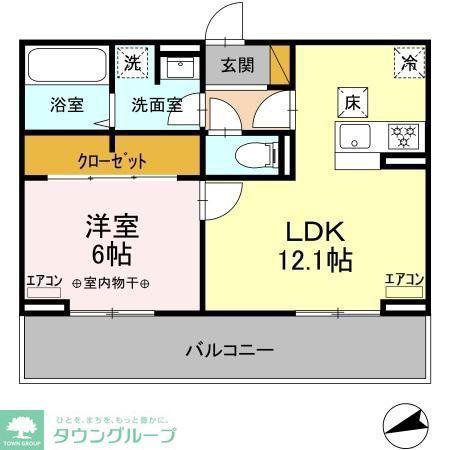 グランテージ海神I(1LDK/1階)の間取り写真