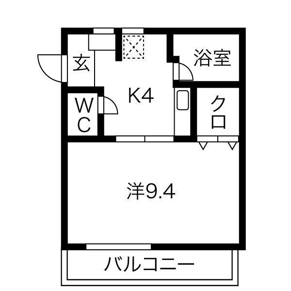 アベニュー野立(1K/1階)の間取り写真