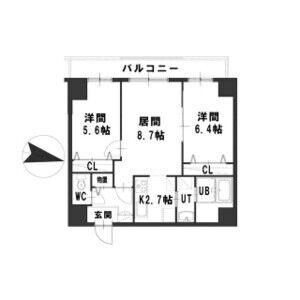 グレイスコート桑園(2LDK/5階)の間取り写真
