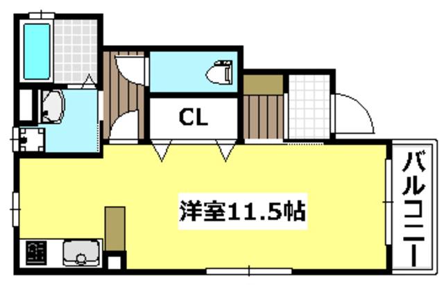 アジャート清流C棟(ワンルーム/1階)の間取り写真