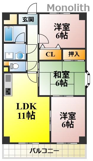エスポワール(3LDK/5階)の間取り写真