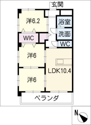 ブルースカイマンションVII(3LDK/7階)の間取り写真
