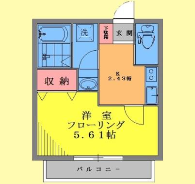 マピエス馬込(1K/2階)の間取り写真