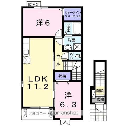 メゾン・ド・ラパン(2LDK/2階)の間取り写真