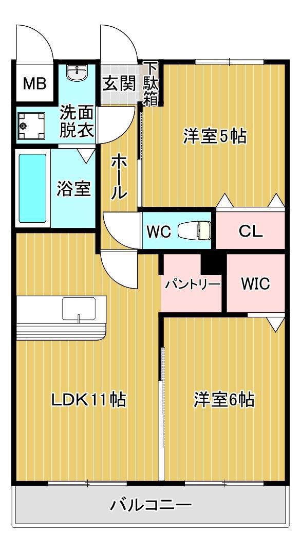 アバンガーデン(2LDK/2階)の間取り写真