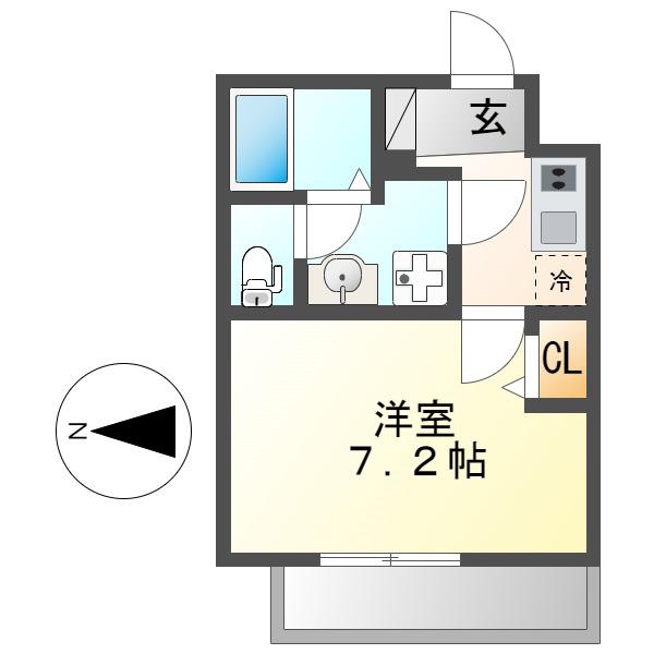 ディアレイシャス金山II(1K/8階)の間取り写真