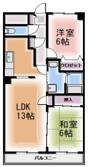 サンライズフレア(2LDK/1階)の間取り写真