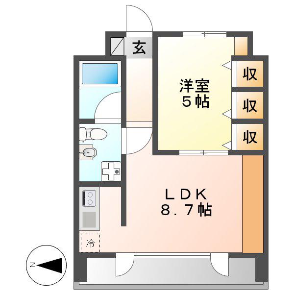 ラ・クール泉(1LDK/7階)の間取り写真
