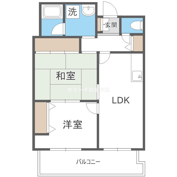 ルミエール住吉(2LDK/2階)の間取り写真