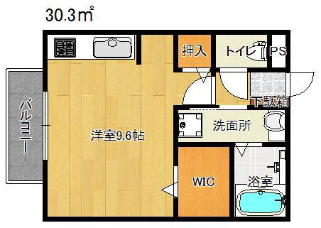 シャルマントリシティIII(ワンルーム/1階)の間取り写真