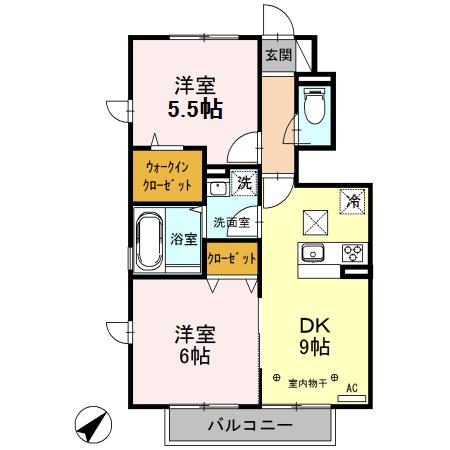 カーサ東豊田(1DK/1階)の間取り写真