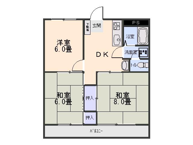 フェリーチェハウス石倉(3DK/2階)の間取り写真