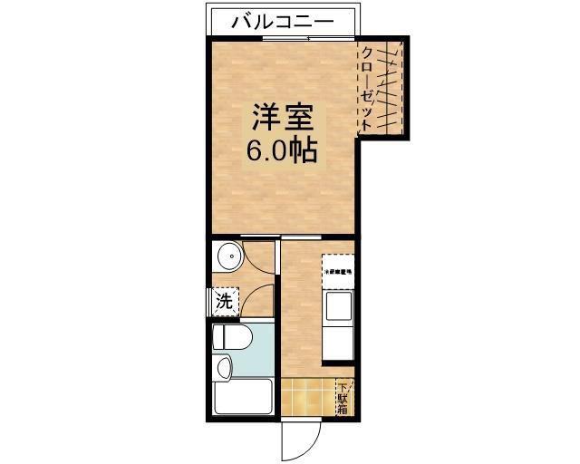 コーポK(1K/2階)の間取り写真