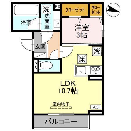 D-ROOM南笹口(1LDK/1階)の間取り写真