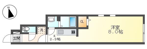 E SPACE(1K/1階)の間取り写真