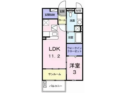 サンリットヒルみづき(1LDK/1階)の間取り写真