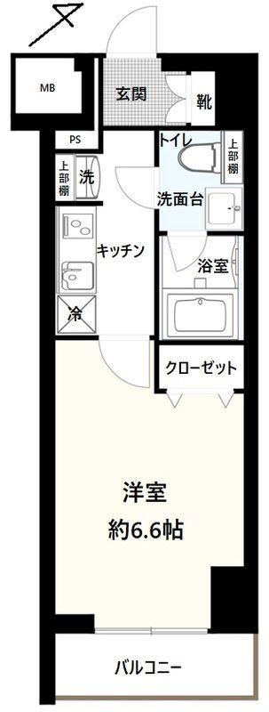 GENOVIA横浜関内SKYGARDEN(1K/7階)の間取り写真