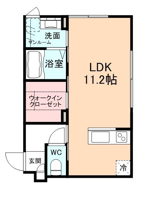 ベルファーストIII(1K/1階)の間取り写真