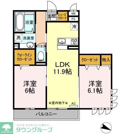CALORE湘南(2LDK/3階)の間取り写真