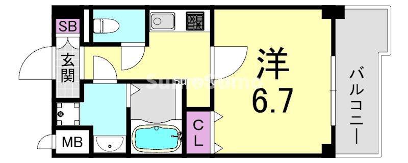 S-RESIDENCE 難波 VIALE(1K/5階)の間取り写真
