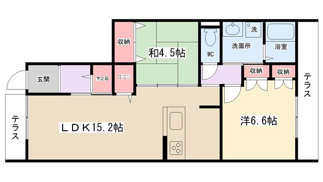 BORIKIおおの台西棟(2LDK/1階)の間取り写真