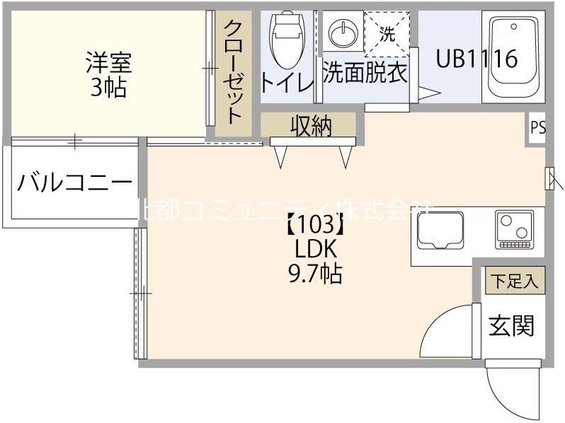 アーバンブランチ南笹口(1LDK/3階)の間取り写真