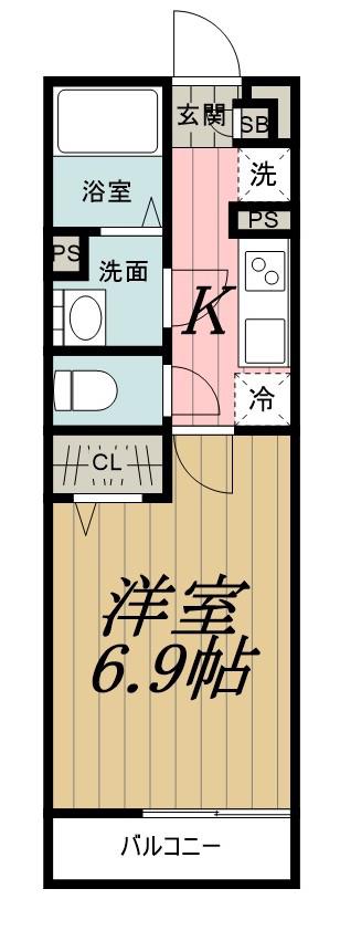 リブリ・西千葉(1K/2階)の間取り写真