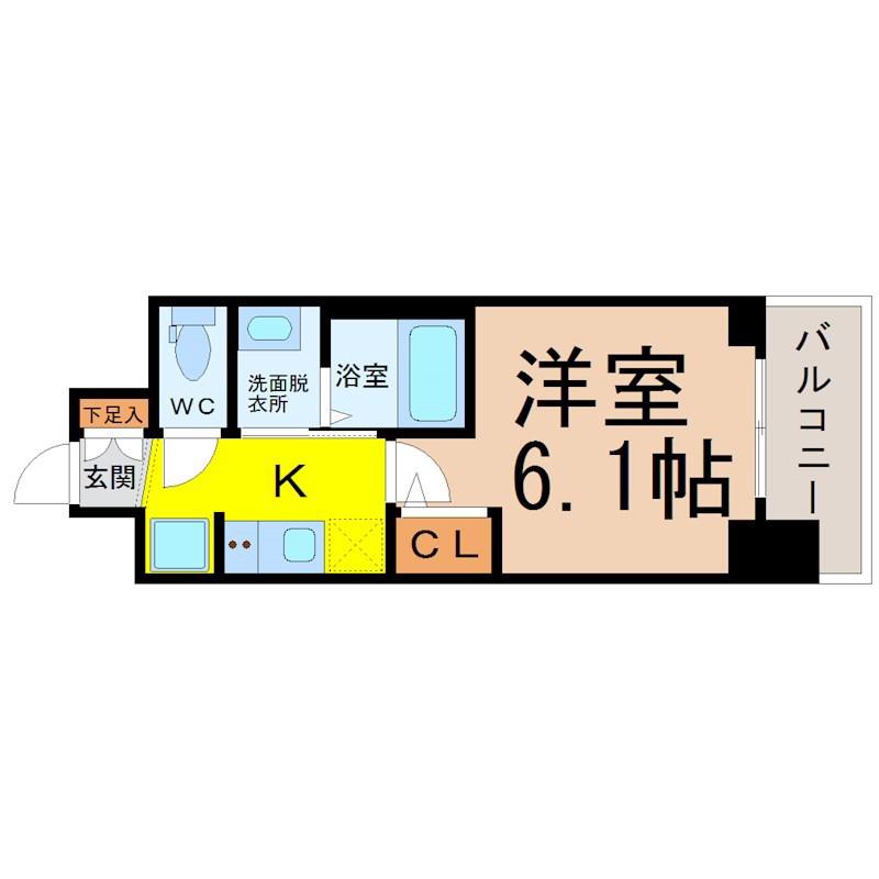 エステムコート名古屋栄プレシャス(1K/3階)の間取り写真