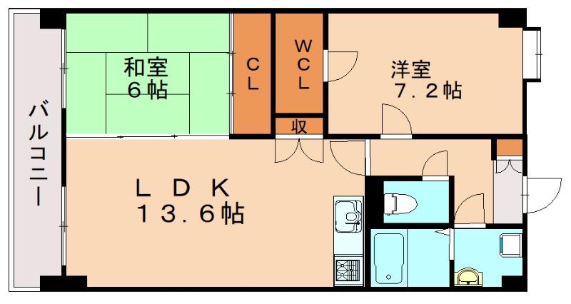 ルシオーレ(2LDK/5階)の間取り写真