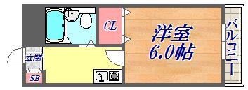 クレストJ塚口(1K/4階)の間取り写真