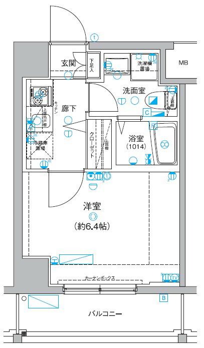 フロンティア横濱イースト(1K/3階)の間取り写真