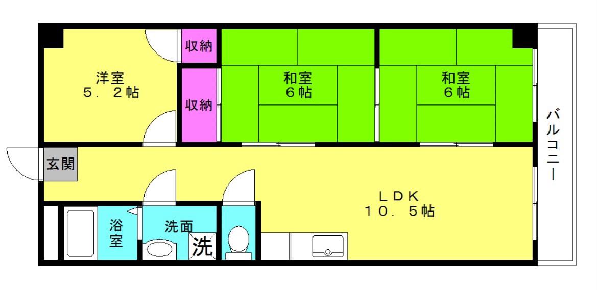 カーネ播磨町(3LDK/3階)の間取り写真