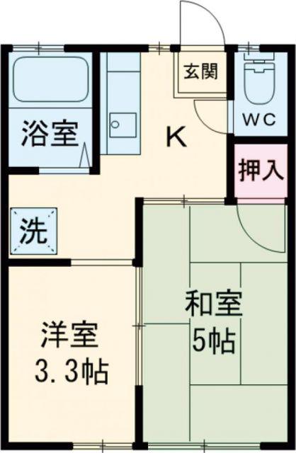 ハッピーハウス(2K/1階)の間取り写真
