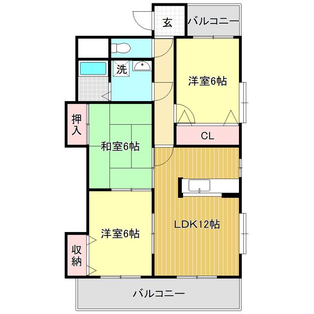 ルミエールIII(3LDK/4階)の間取り写真