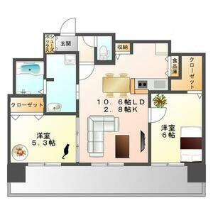フェバリット ラ ジェット(2LDK/7階)の間取り写真