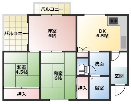 ガレリア清水町レジデンス(3DK/3階)の間取り写真