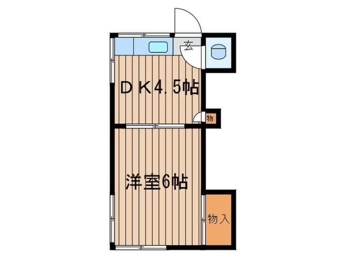第2みどり荘(1DK/2階)の間取り写真