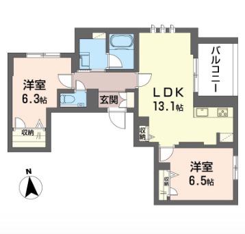 目黒ガーディアンヒルズ(2LDK/2階)の間取り写真
