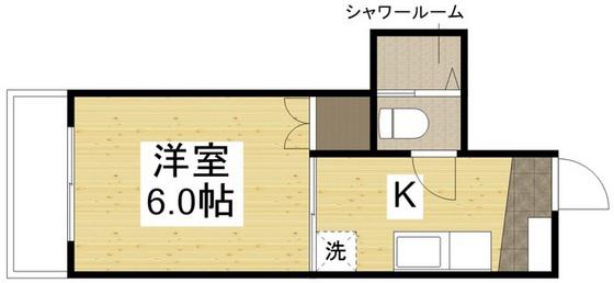 草津東ハイツ(1K/4階)の間取り写真
