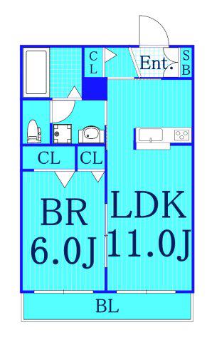 ロジーナ(1LDK/2階)の間取り写真