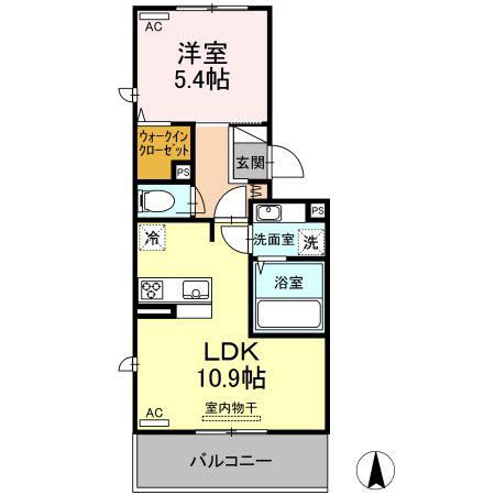 カーメラ(1LDK/2階)の間取り写真
