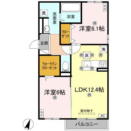 TORISIAサクセス(2LDK/3階)の間取り写真