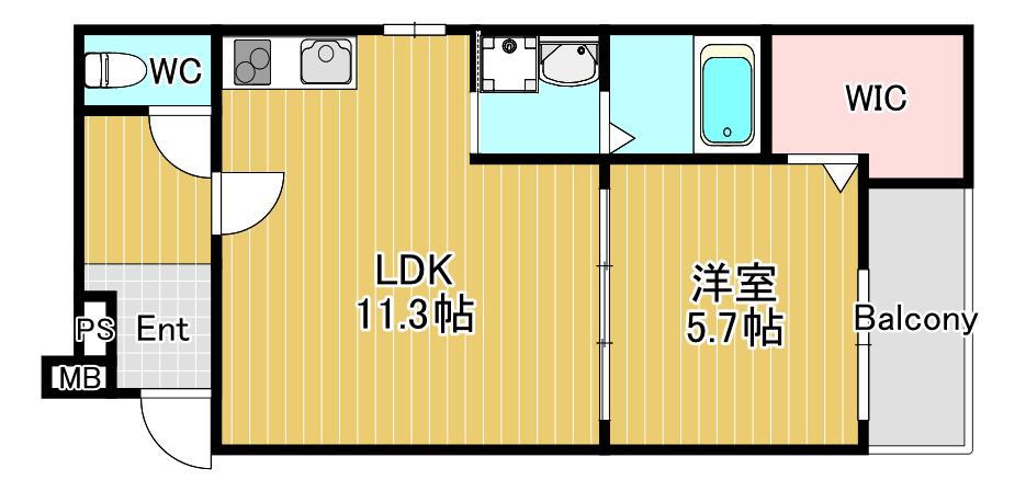 STスクエア徳庵(1LDK/2階)の間取り写真