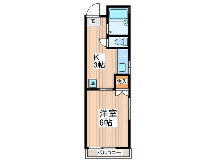 シャンブル北烏山(1K/2階)の間取り写真
